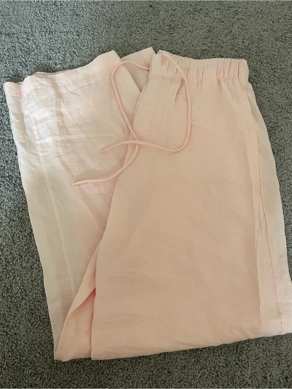 Zara Linen Wide-Leg Pants - Light Pink